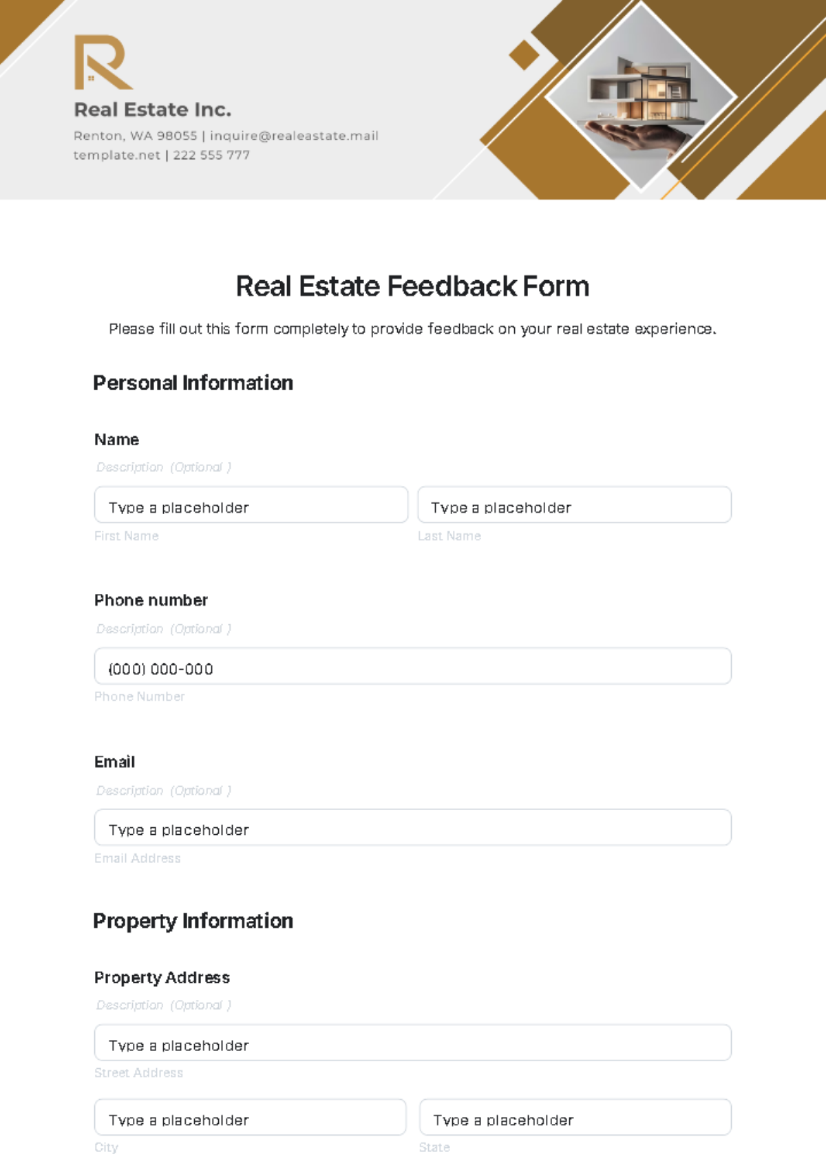 Real Estate Feedback Form Template - Edit Online & Download