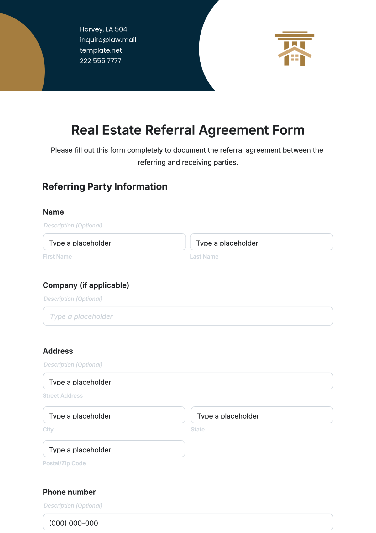 Real Estate Referral Agreement Form Template - Edit Online & Download