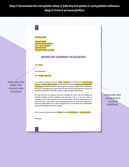 Memo On Company Relocation Template - Word (DOC) | Apple ...