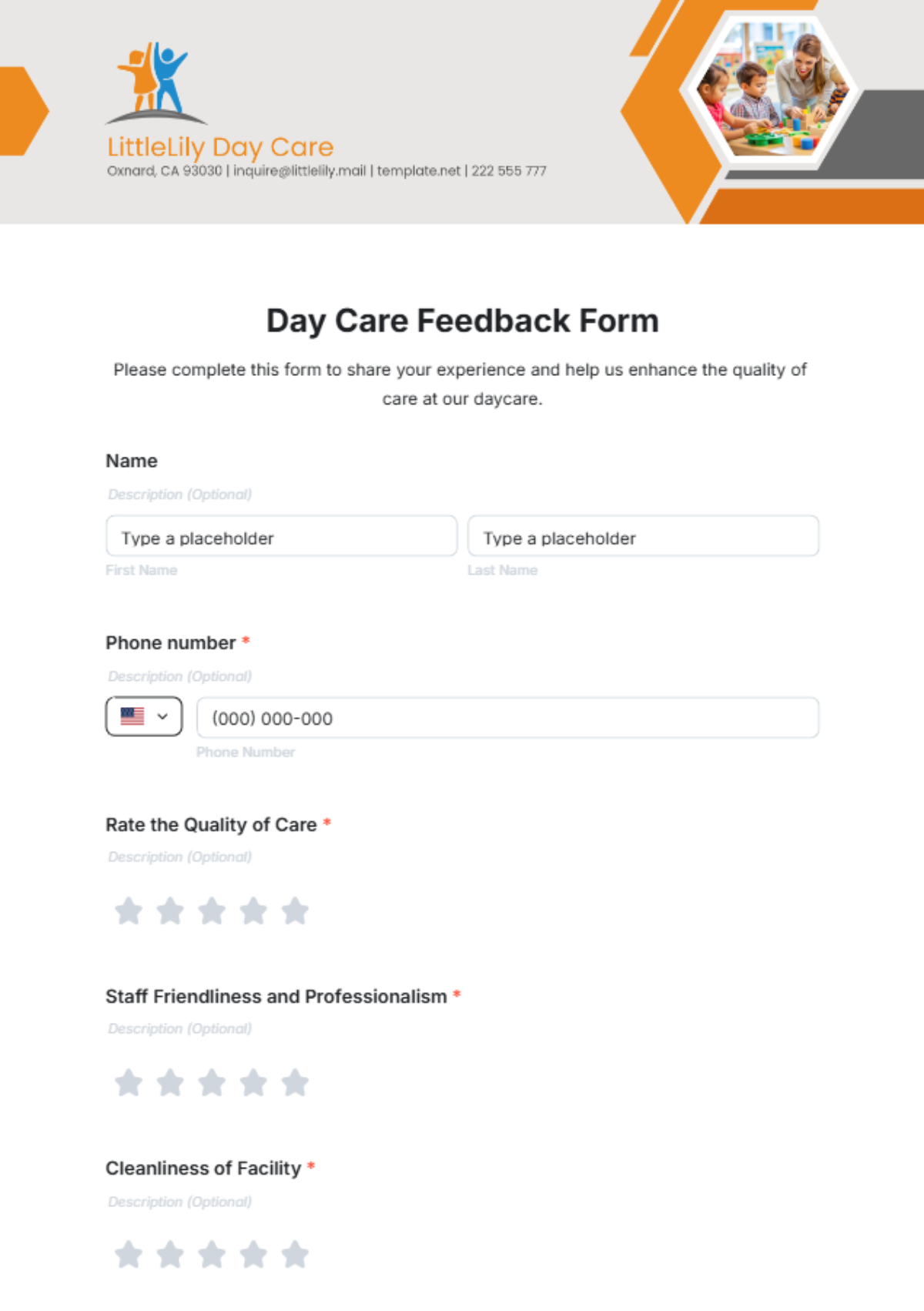 Day Care Feedback Form Template - Edit Online & Download