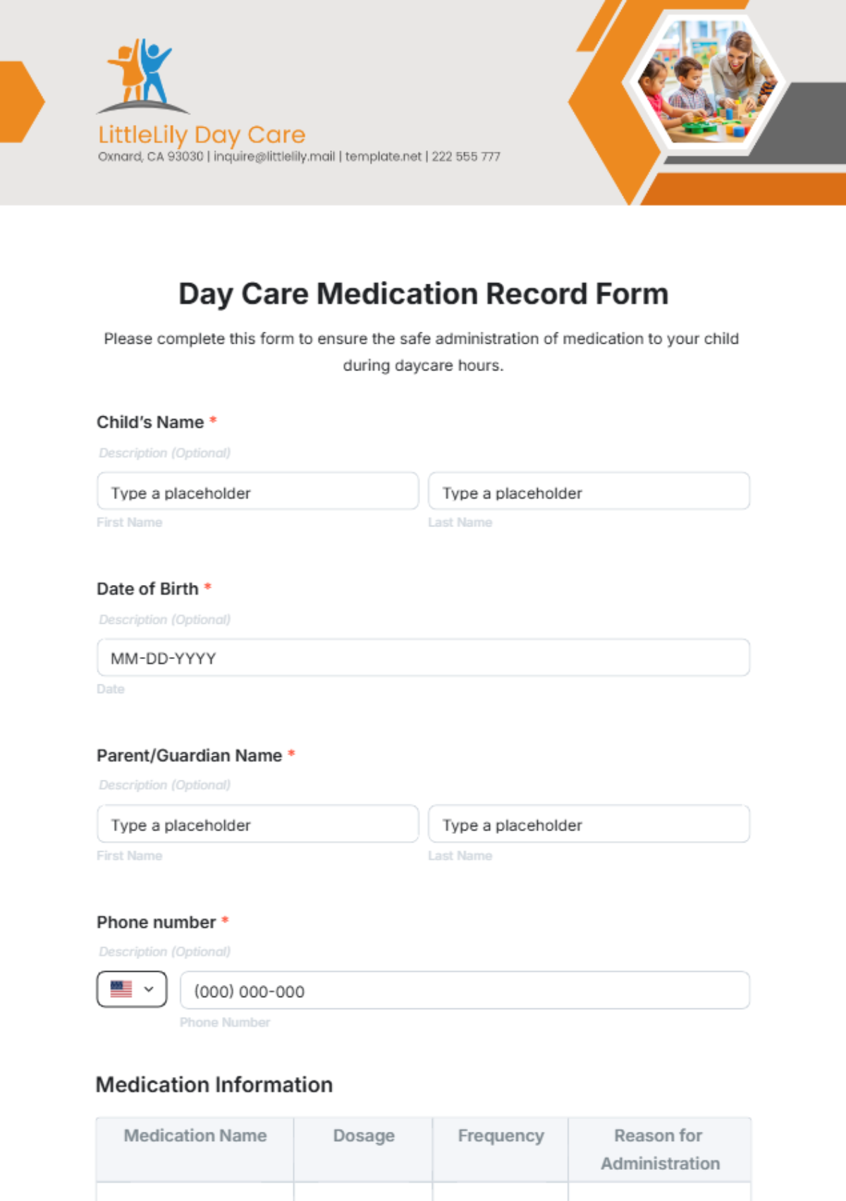 Day Care Medication Record Form Template - Edit Online & Download