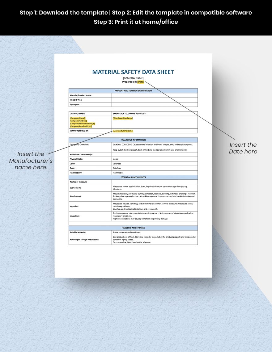 Material Safety Data Sheet Template Google Docs, Google Sheets, Excel