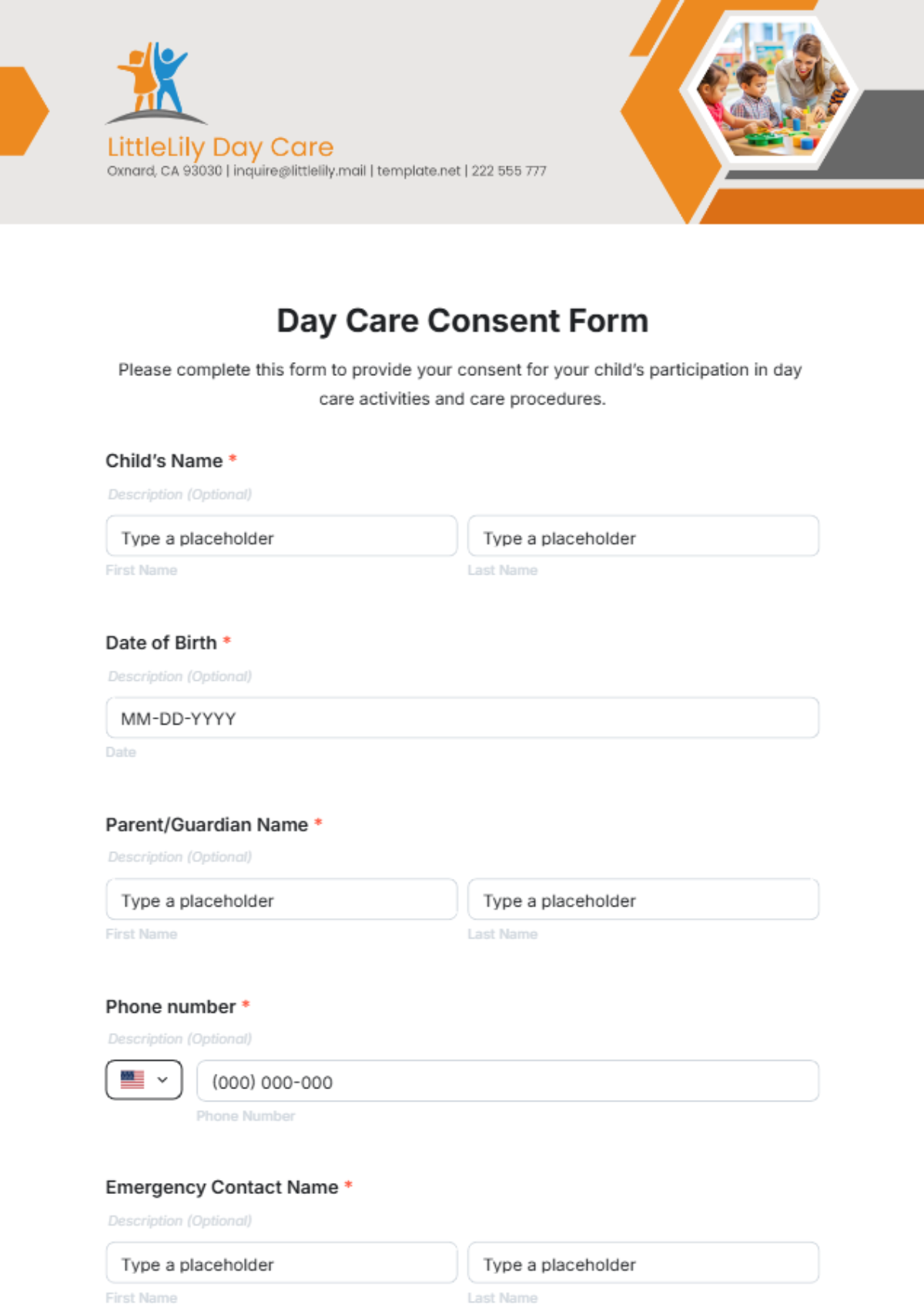 Day Care Consent Form Template - Edit Online & Download