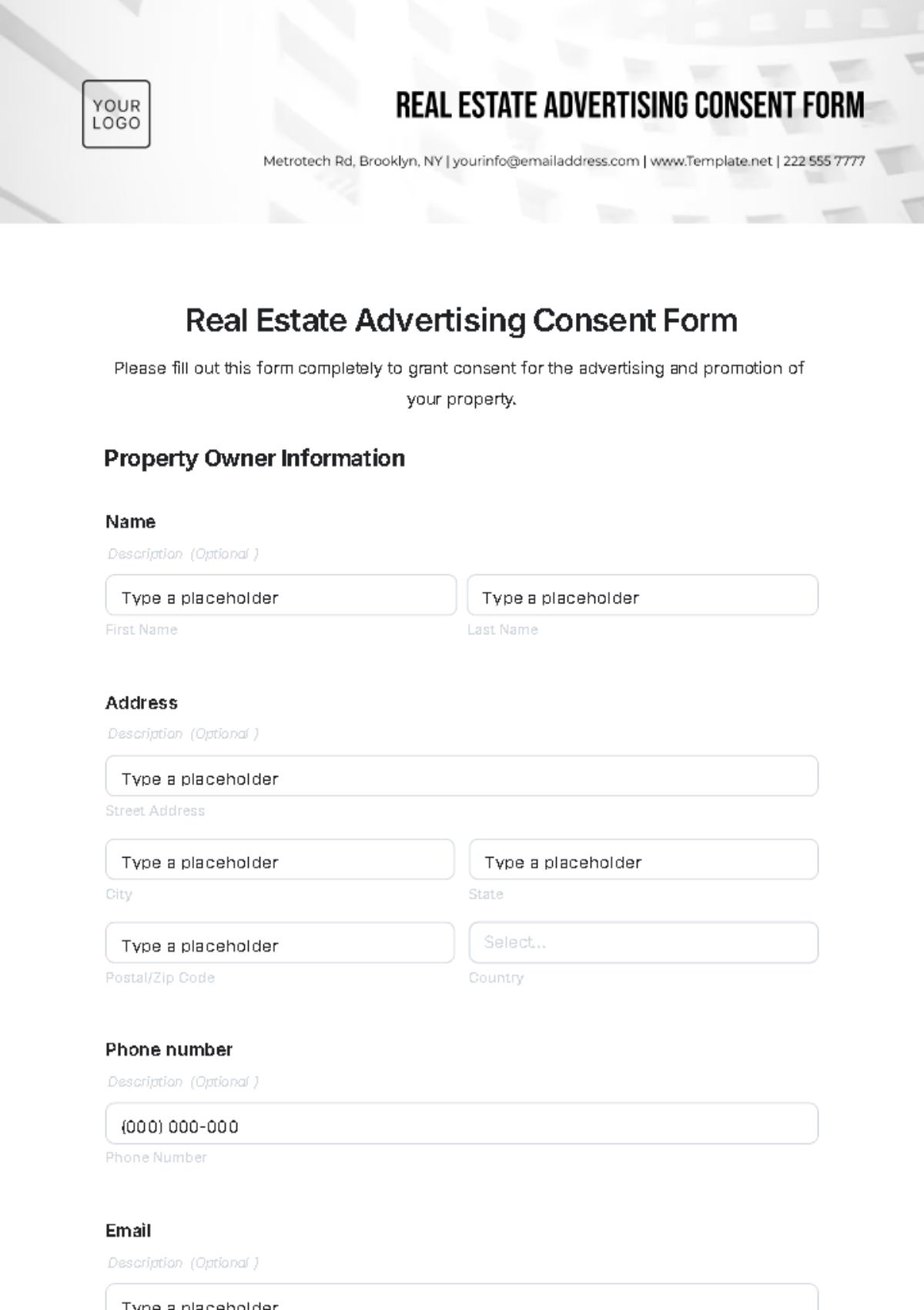 Real Estate Advertising Consent Form Template - Edit Online & Download