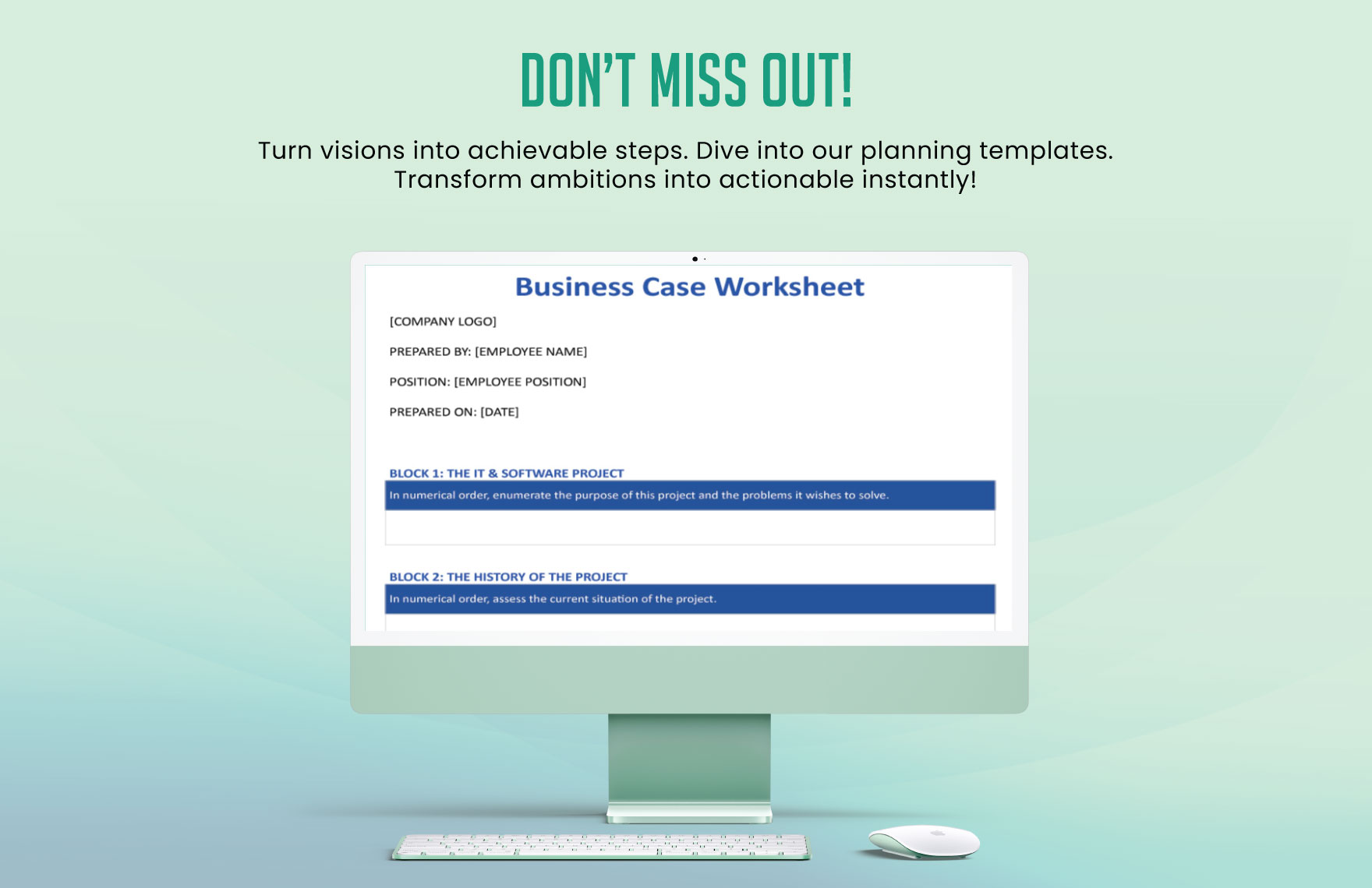 Business Case Worksheet Template