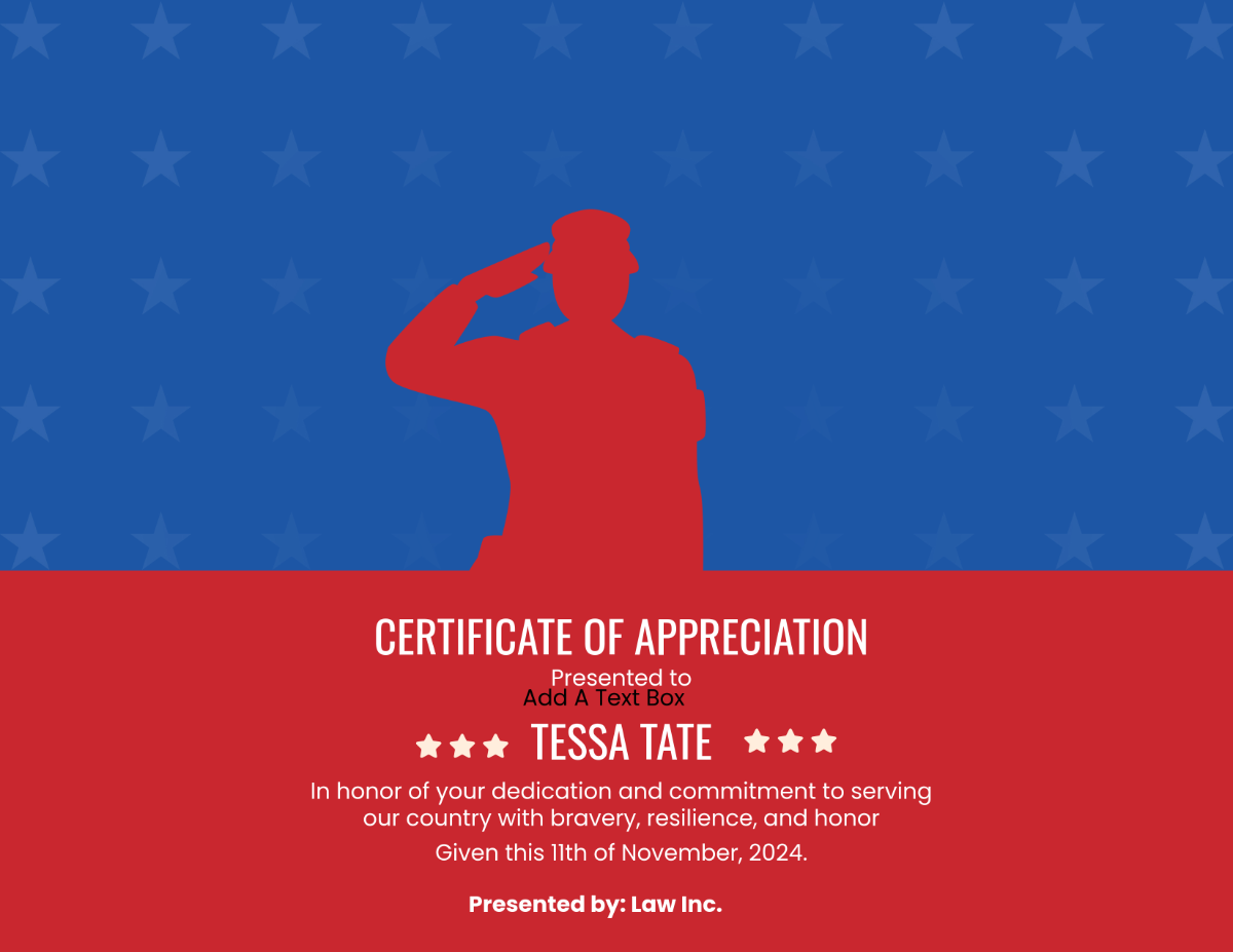 Veterans Day Certificate