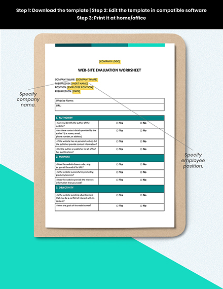 Web-Site Evaluation Worksheet Template [Free Google Docs] - Google