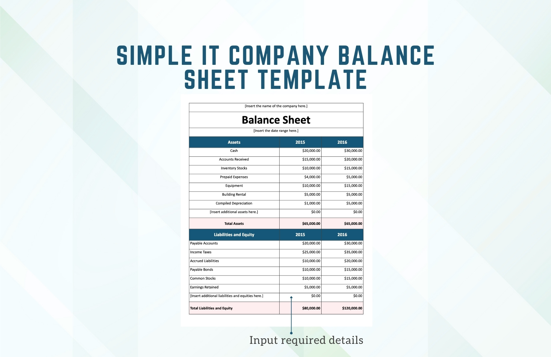 Simple IT Company Balance Sheet Template