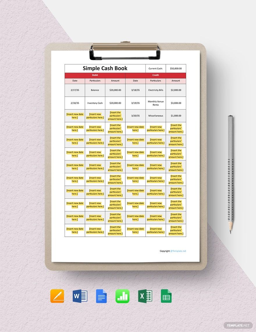 Simple Cash Book Template