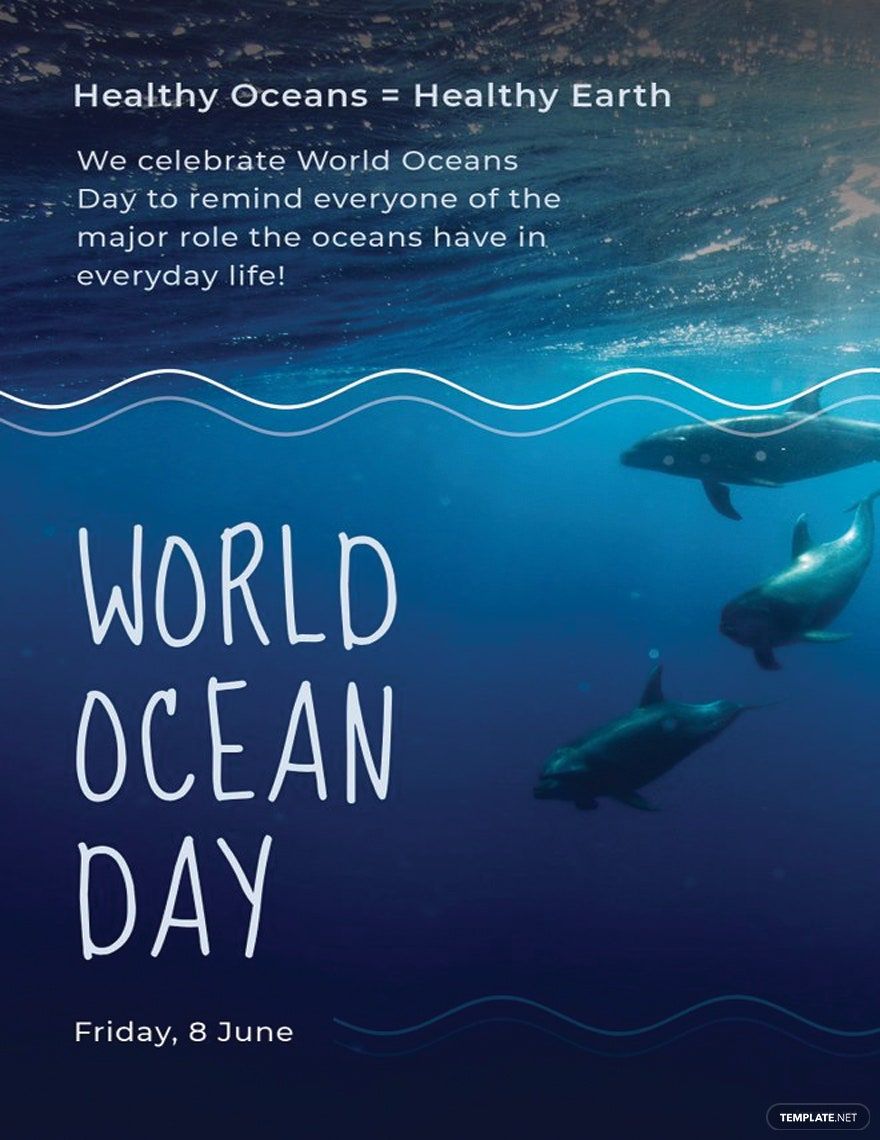 Free World Ocean Day Invitation Template in PSD