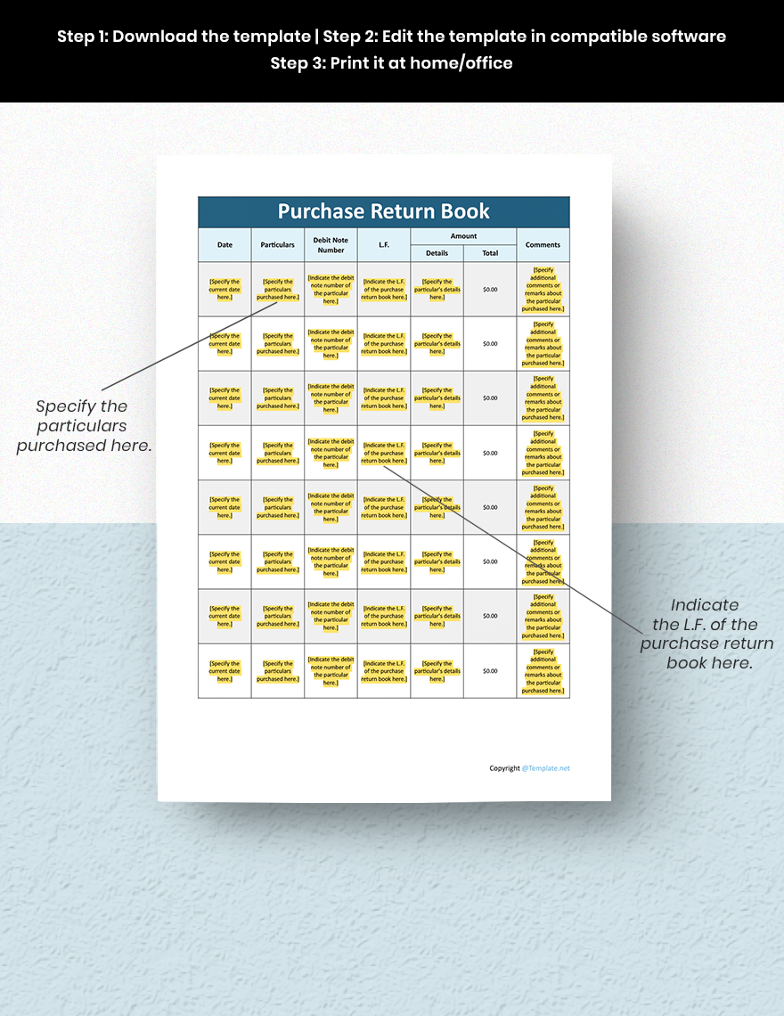 Purchase Return Book Template - Google Docs, Google Sheets, Excel, Word ...