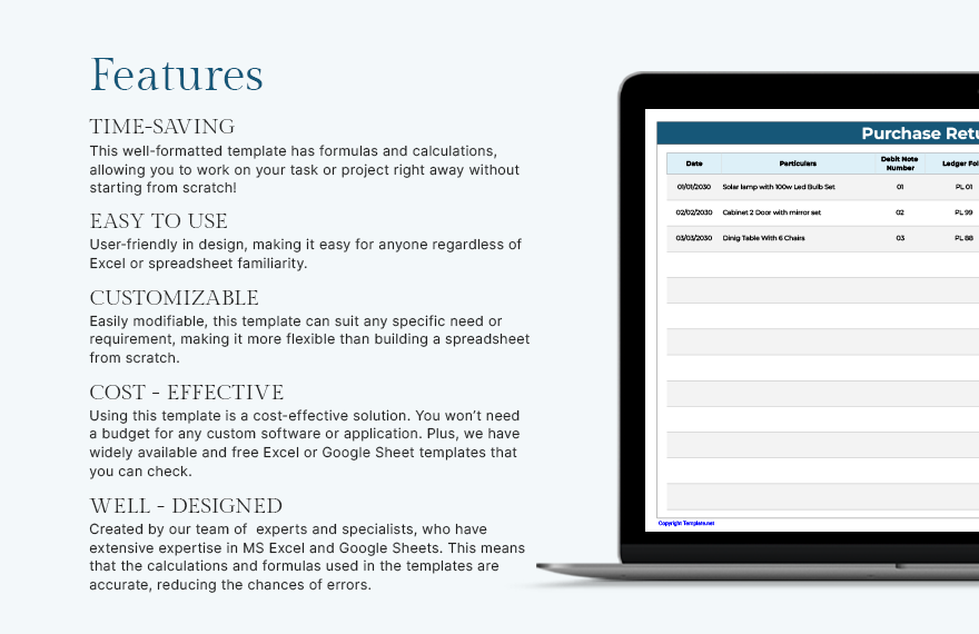 Purchase Return Book Template