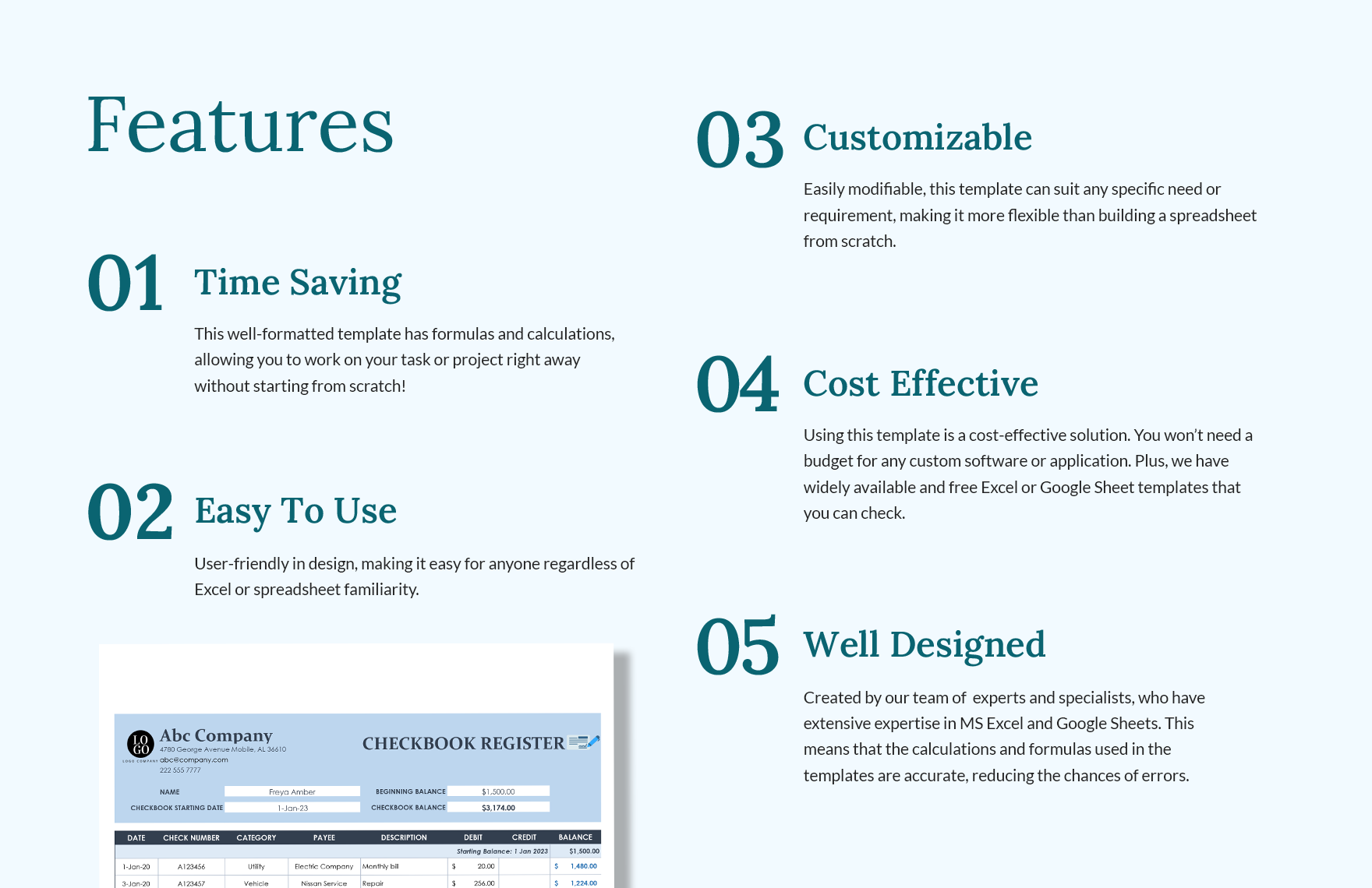 Checkbook Register Template in Pages, Numbers, MS Word, GDocsLink, MS