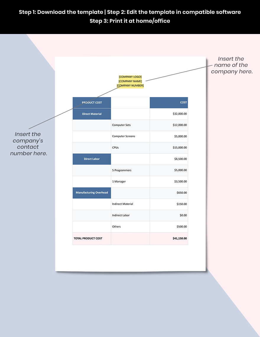 Project Costs Template