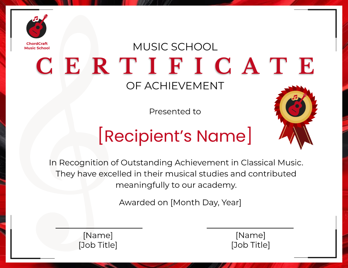 Music School Certificate of Achievement Template - Edit Online & Download