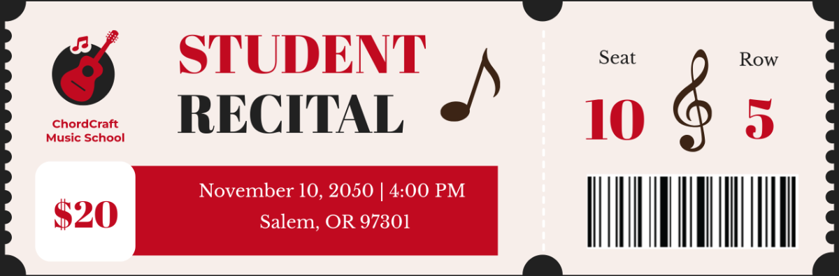 Music School Event Ticket Template - Edit Online & Download