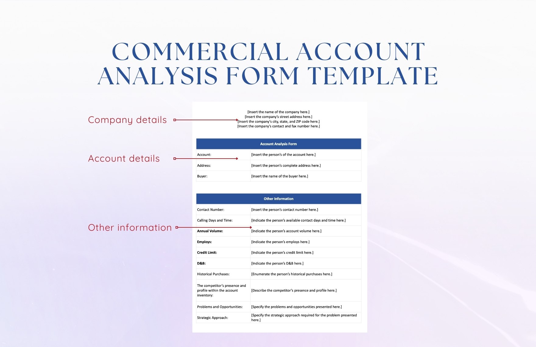 Commercial Account Analysis Form Template