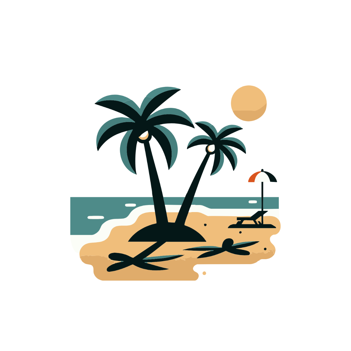 Palm Tree Beach Clipart