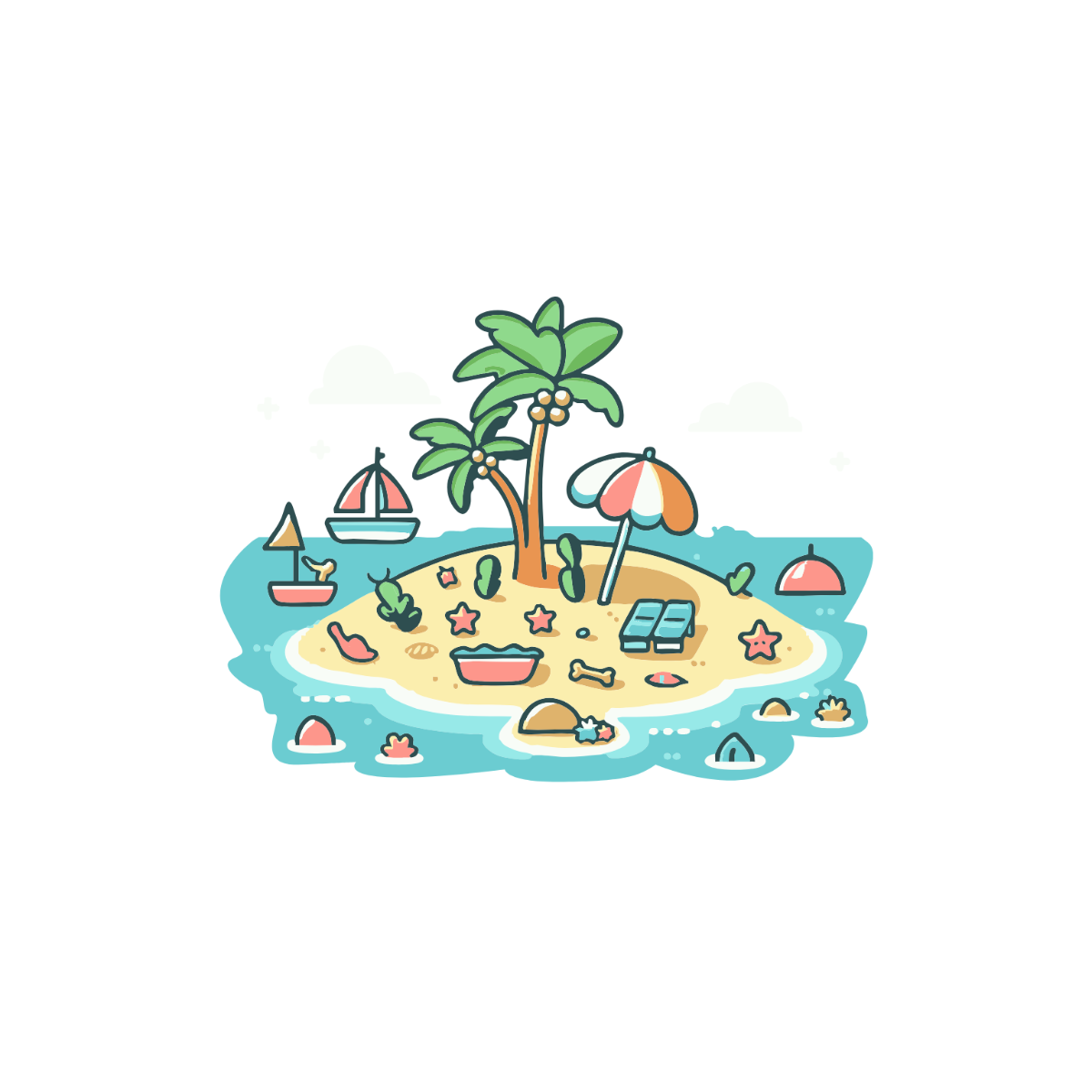 Cartoon Beach Clipart