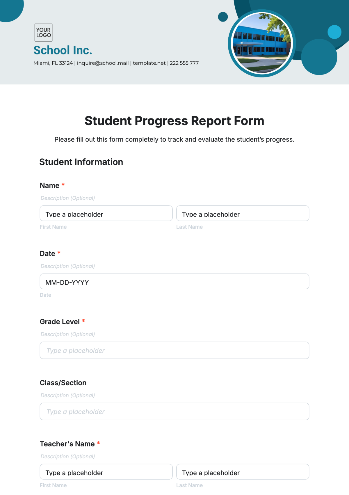 Student Progress Report Form Template - Edit Online & Download