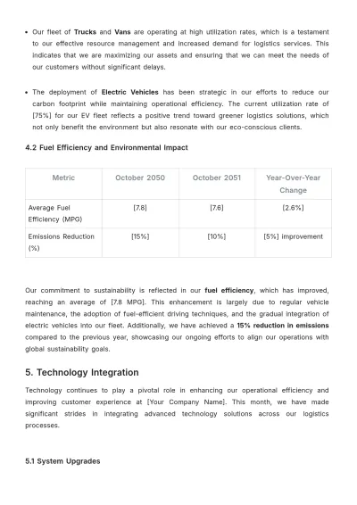 Free Logistics Company Monthly Report Template to Edit Online