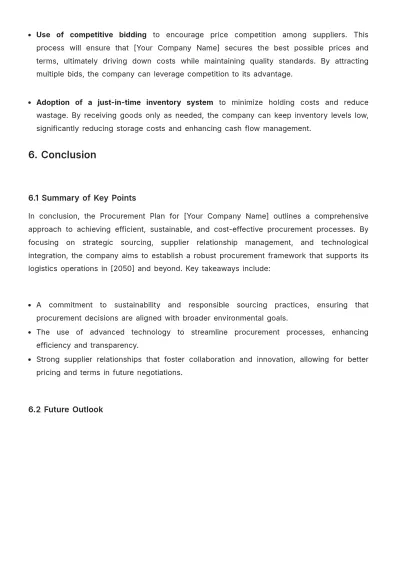 Free Logistics Company Procurement Plan Template to Edit Online