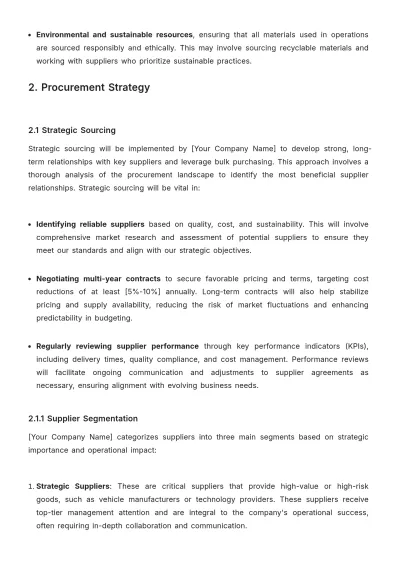 Free Logistics Company Procurement Plan Template to Edit Online