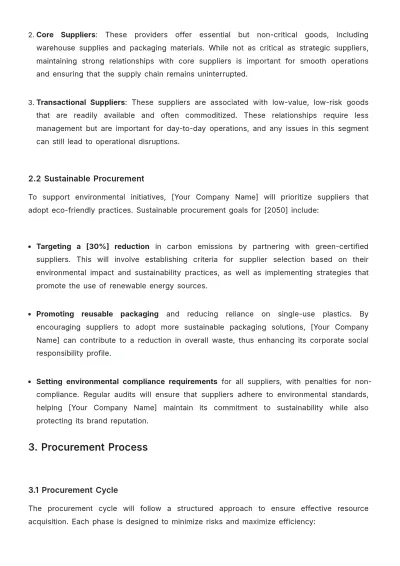 Free Logistics Company Procurement Plan Template to Edit Online