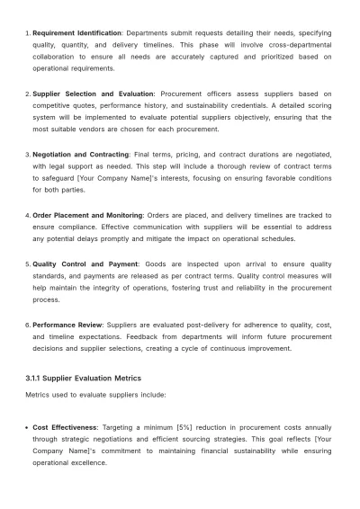 Free Logistics Company Procurement Plan Template to Edit Online