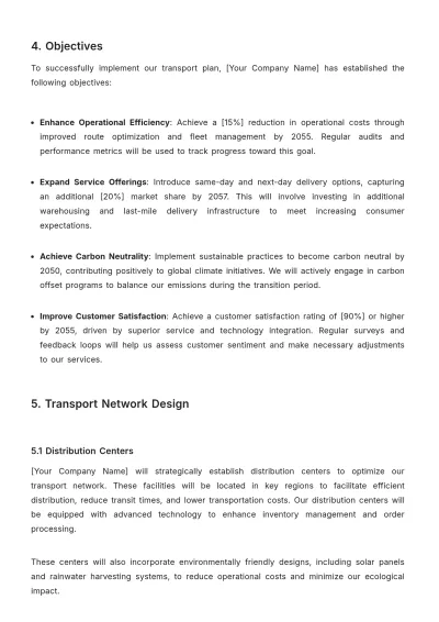 Free Logistics Company Transport Plan Template to Edit Online