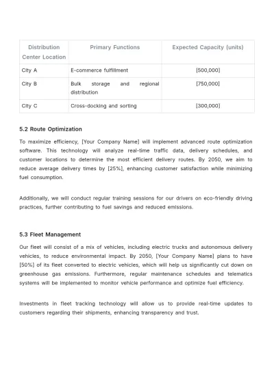 Free Logistics Company Transport Plan Template to Edit Online