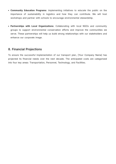 Free Logistics Company Transport Plan Template to Edit Online