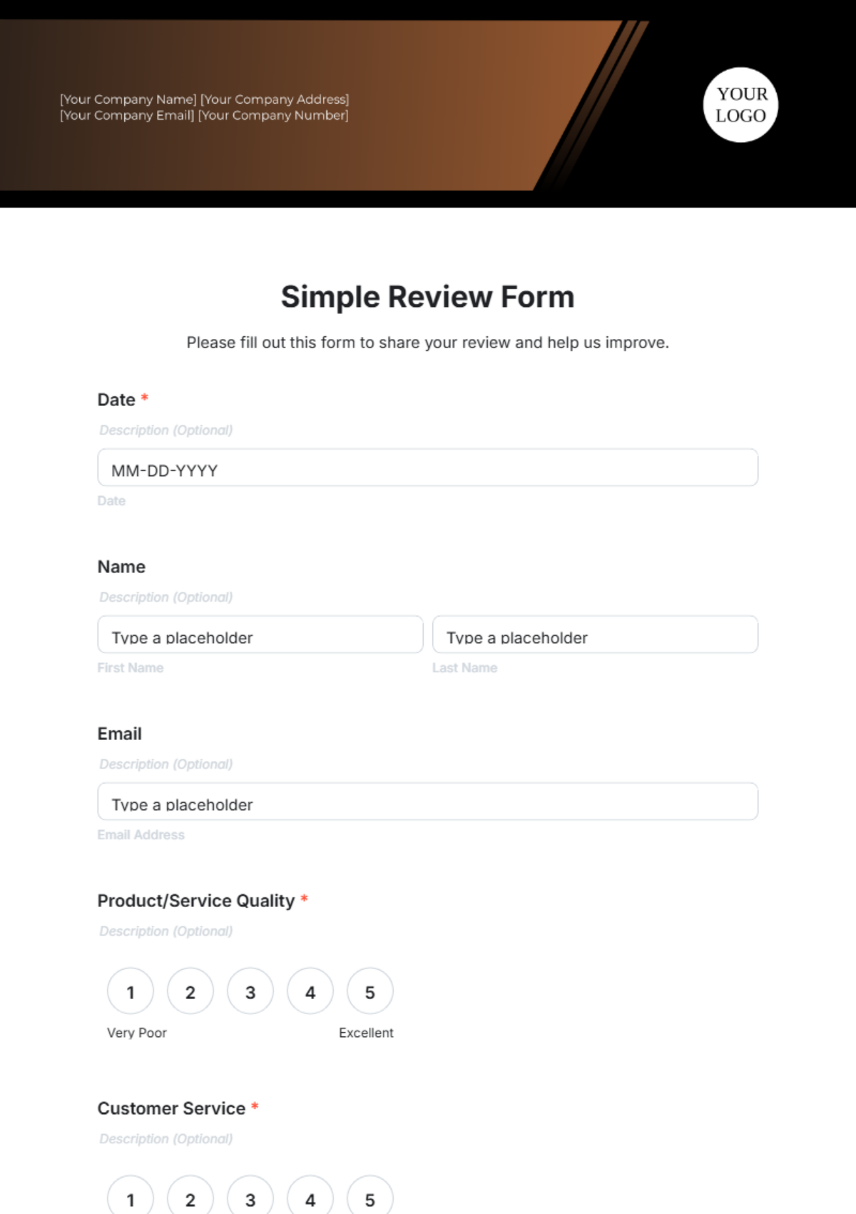 Simple Review Form Template - Edit Online & Download