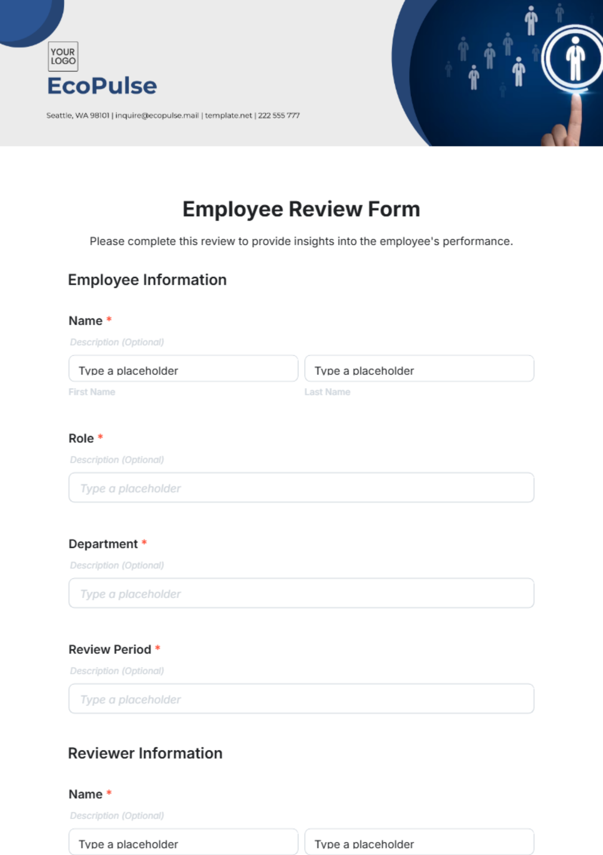 Employee Review Form Template - Edit Online & Download