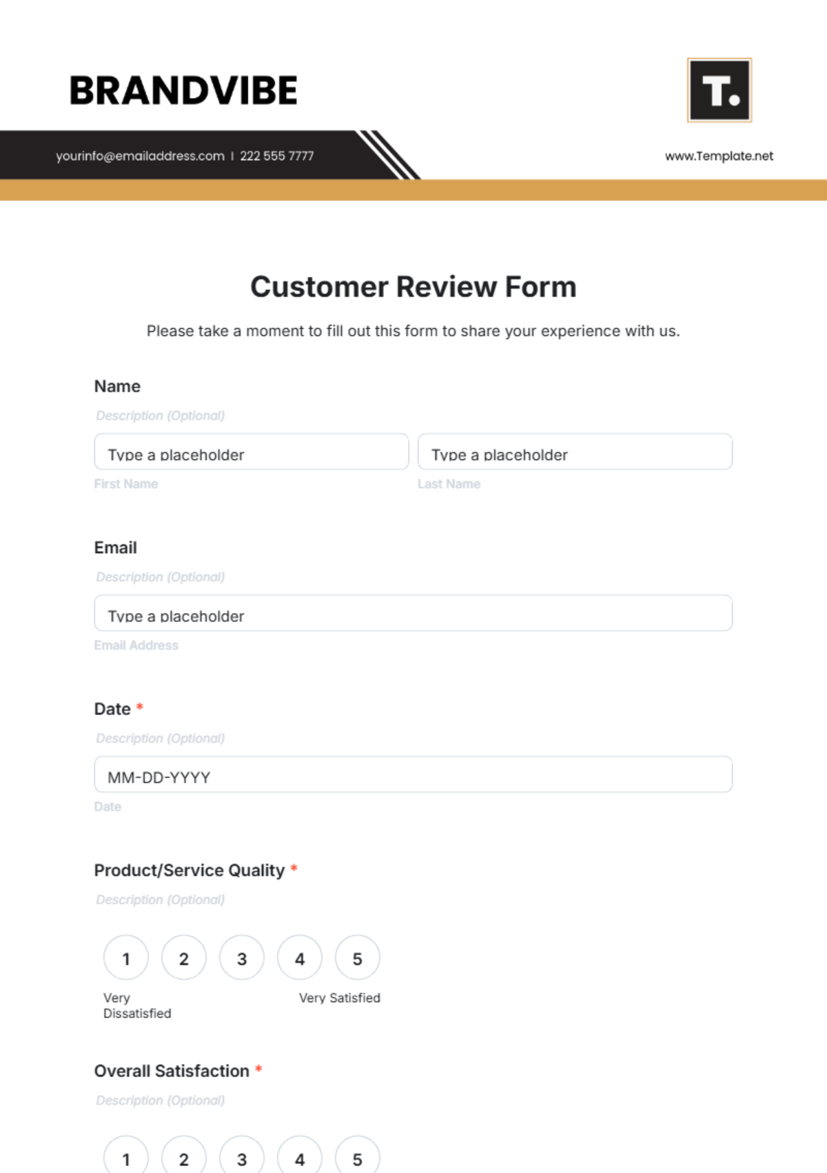 Customer Review Form Template - Edit Online & Download