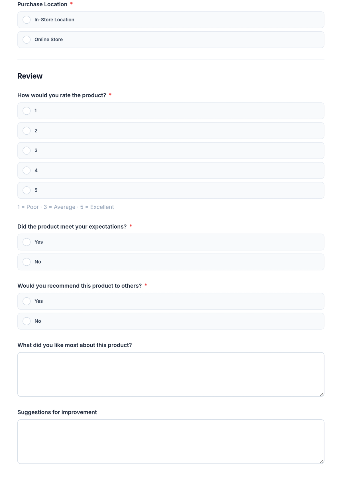 Free Product Review Form Template & AI Product Review Form Maker
