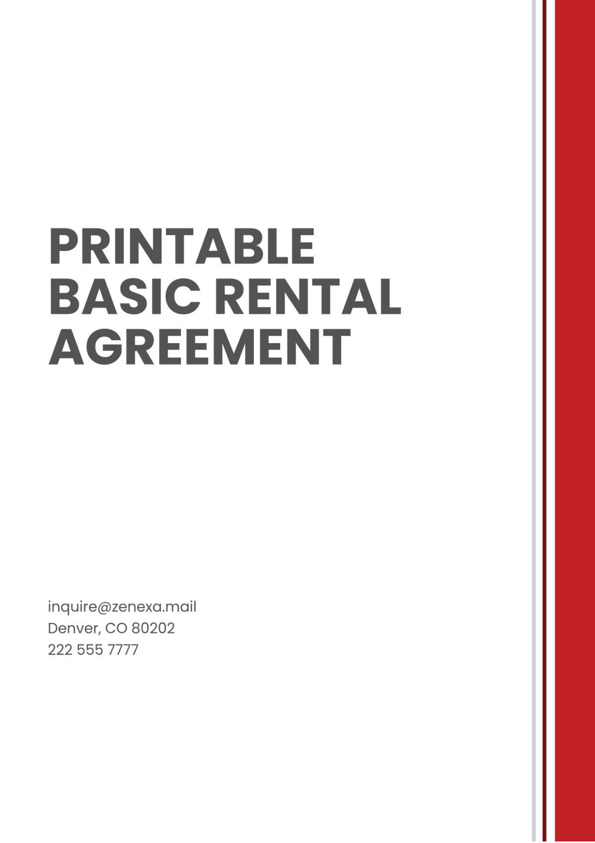 Printable Basic Rental Agreement Template - Edit Online & Download