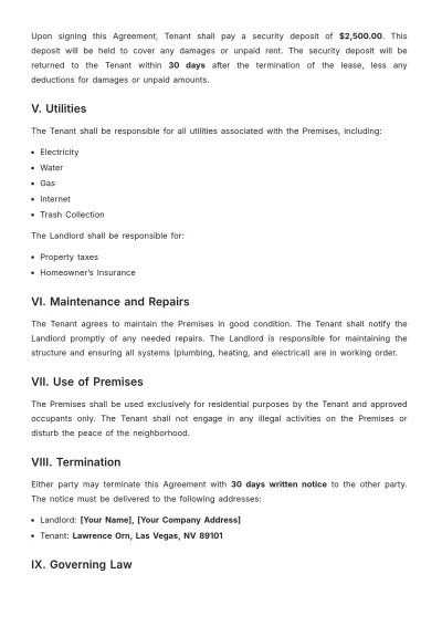 Free Landlord-Tenant Agreement Template to Edit Online