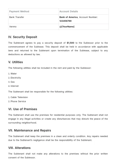 Free Professional Sublease Agreement Template to Edit Online