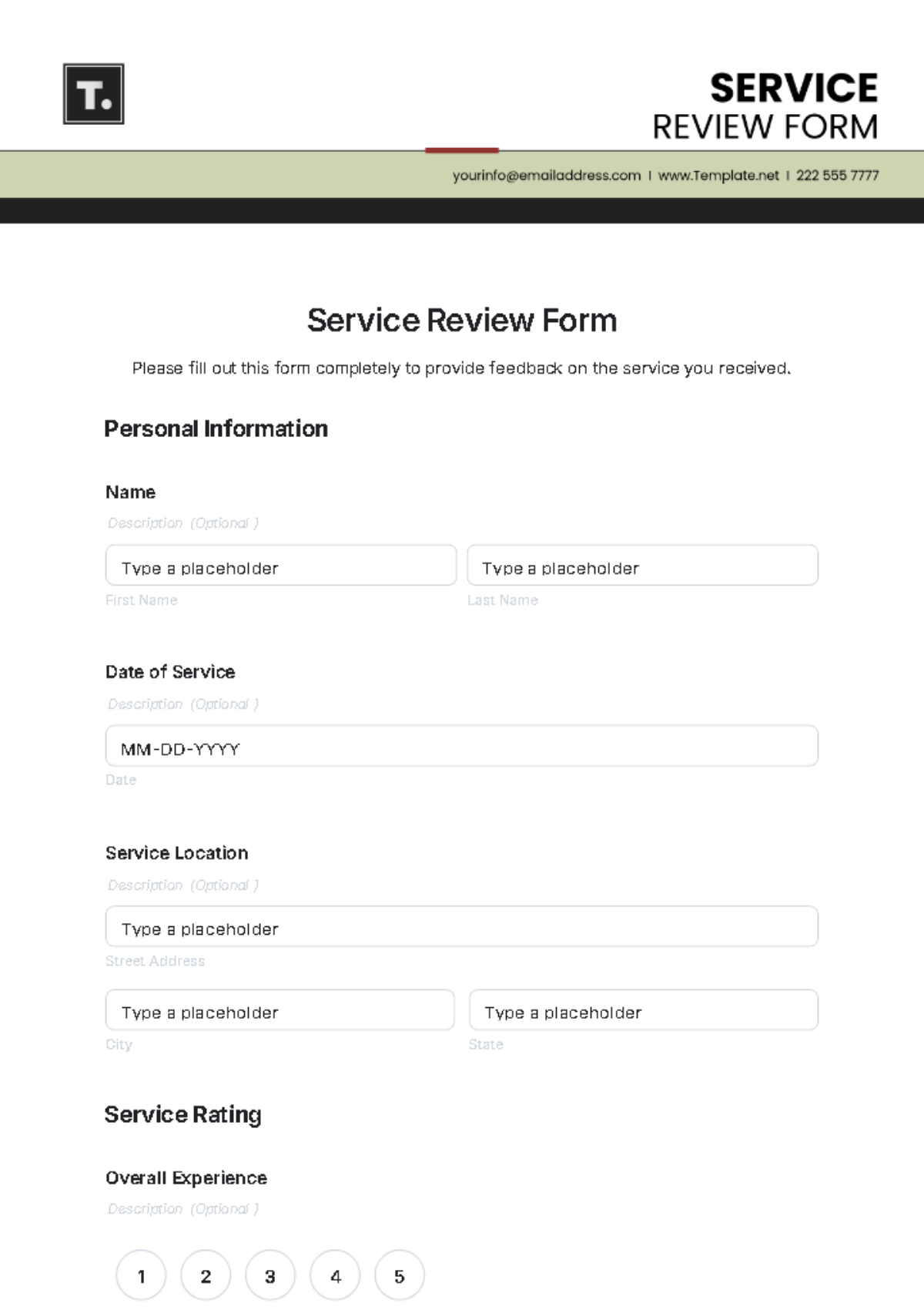 Service Review Form Template - Edit Online & Download