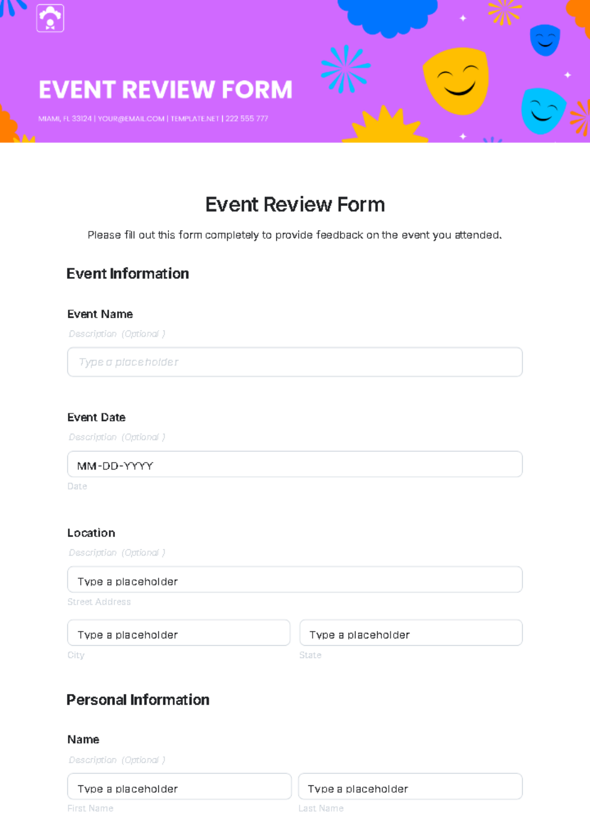 Event Review Form Template - Edit Online & Download