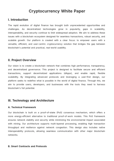 Free Cryptocurrency White Paper Template to Edit Online