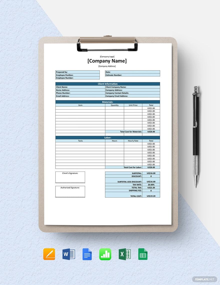 Simple Software Estimate Template in Word, Excel, Google Docs, Google Sheets, Pages, Apple Numbers - Download | Template.net