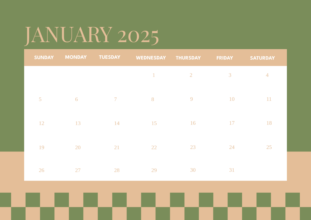 Retro January 2025 Calendar