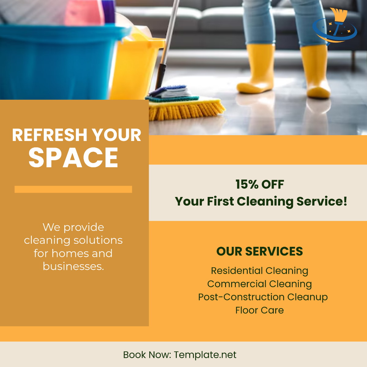 Janitorial Service Social Media Post Template - Edit Online & Download