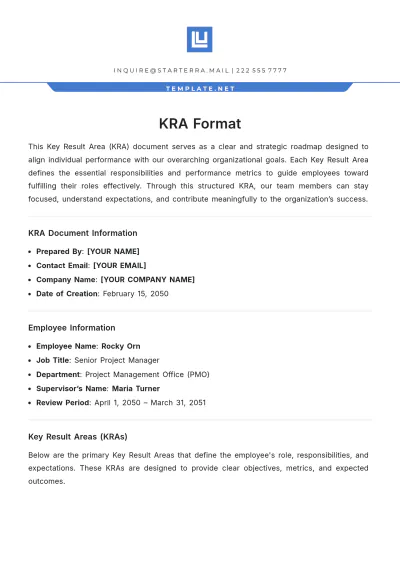 Free KRA Format Template to Edit Online