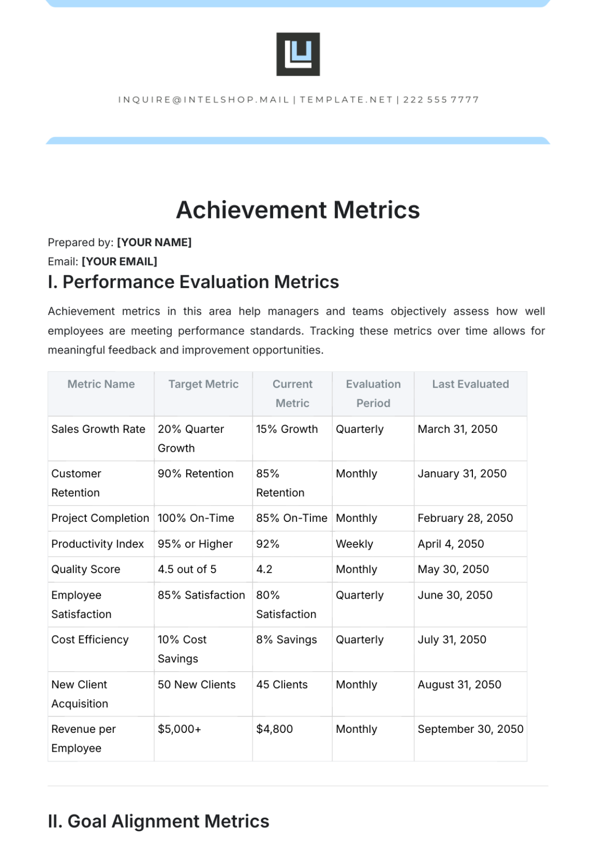 Achievement Metrics Template - Edit Online & Download