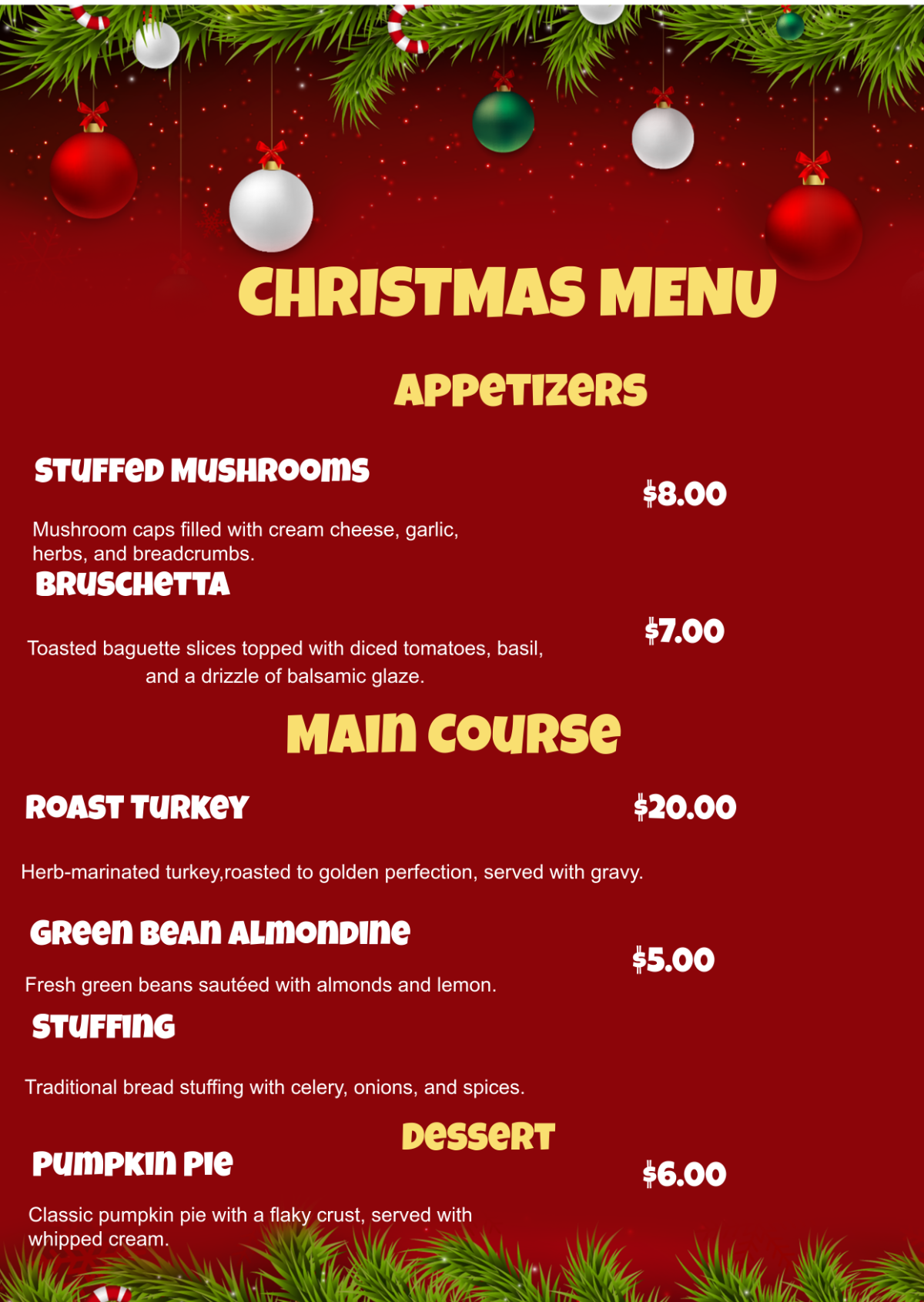 Printable Christmas Menu Template - Download | Template.net