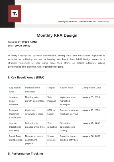Free Monthly KRA Design Template to Edit Online