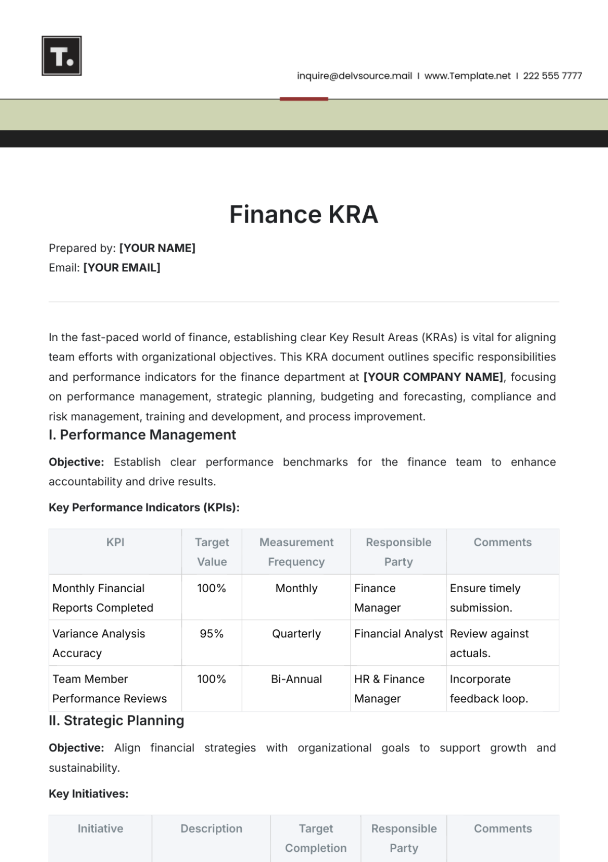 Finance KRA Template - Edit Online & Download